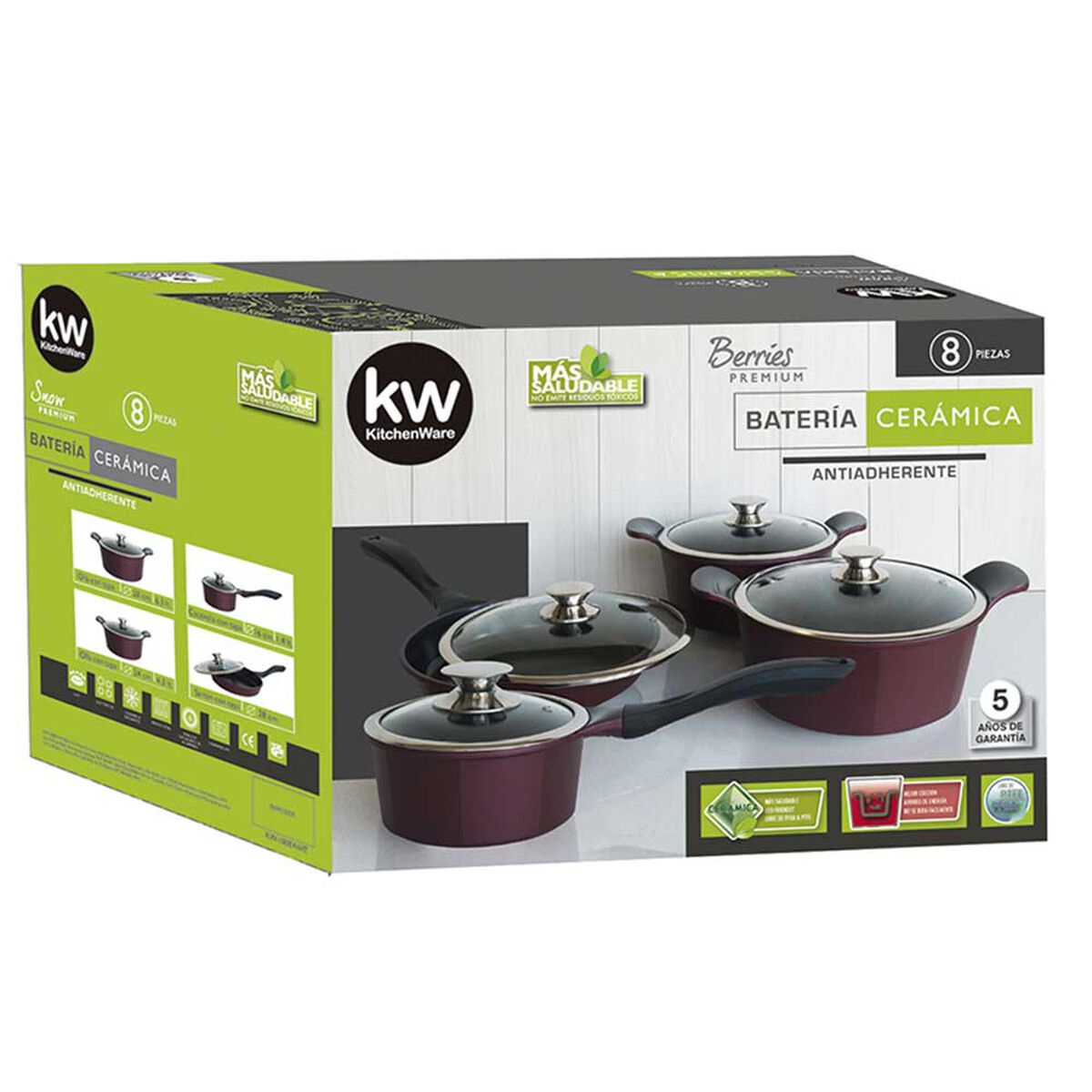 Baterías de Cocina Cerámica Kitchenware Cerámica Burdeo 10 Piezas
