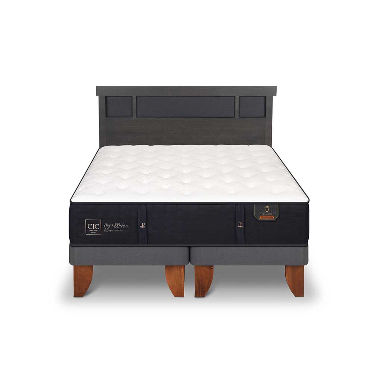 Cama Europea CIC Base Dividida 2 Plazas Premium + Respaldo Dublin