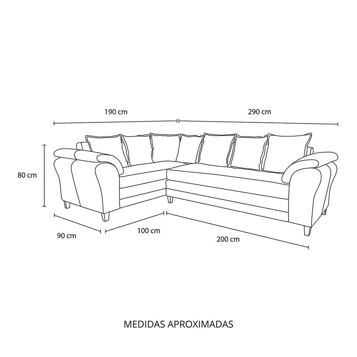 Sof&aacute; Seccional Izquierdo Living Factory Capri 5 Cuerpos Gris