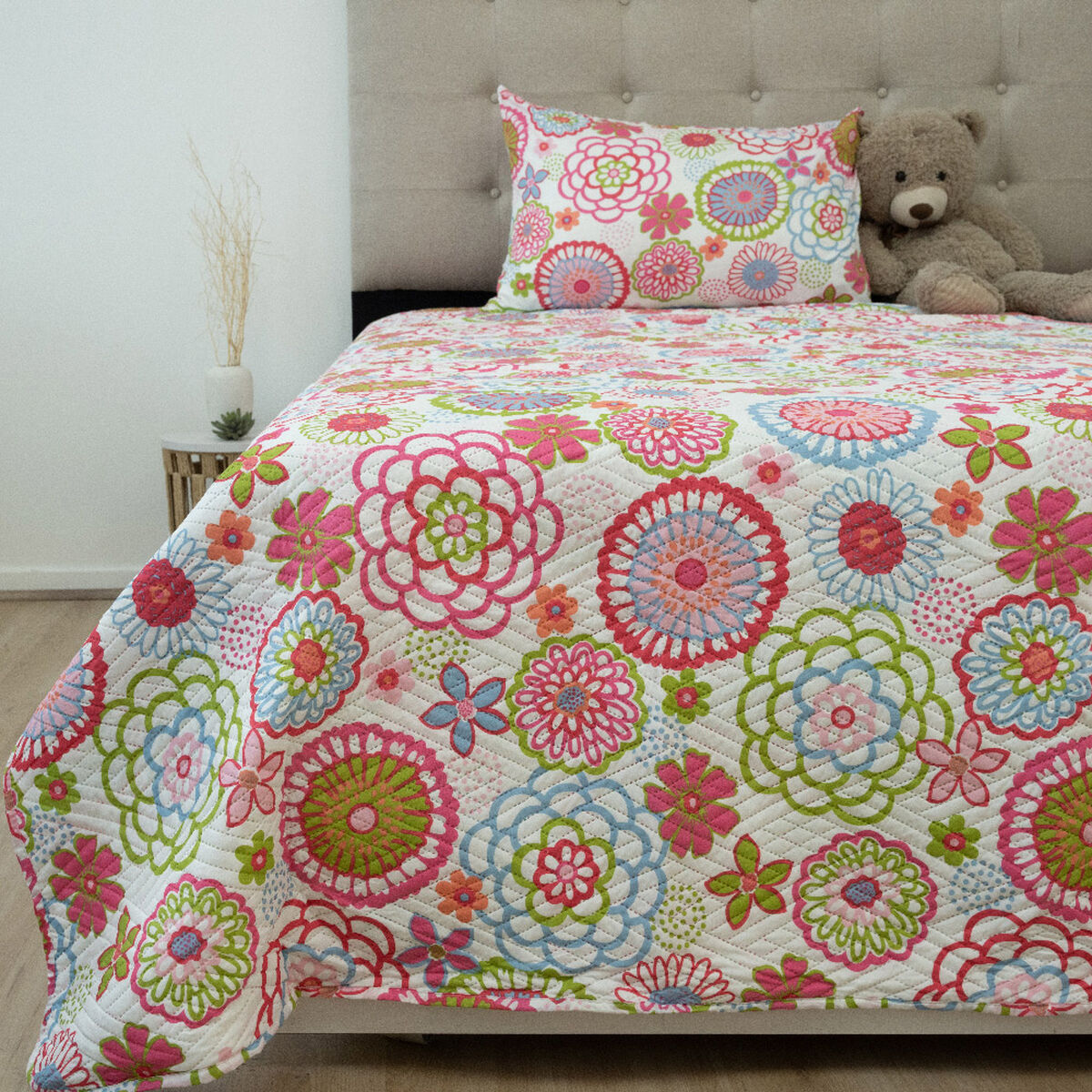 Quilt Doral Hotpress Infantil 1,5 Plazas Flores