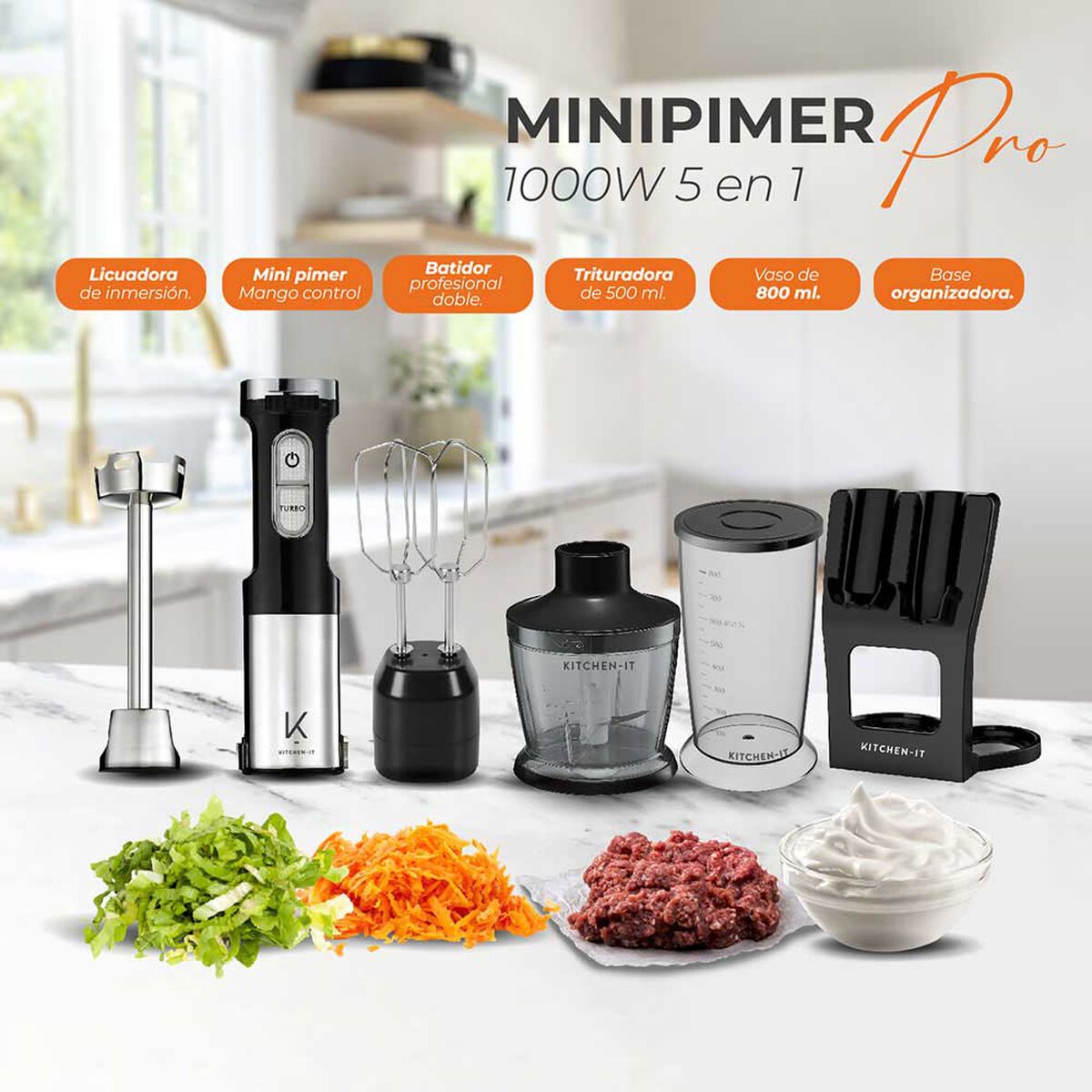 Minipimer 5 en 1 - 1000W