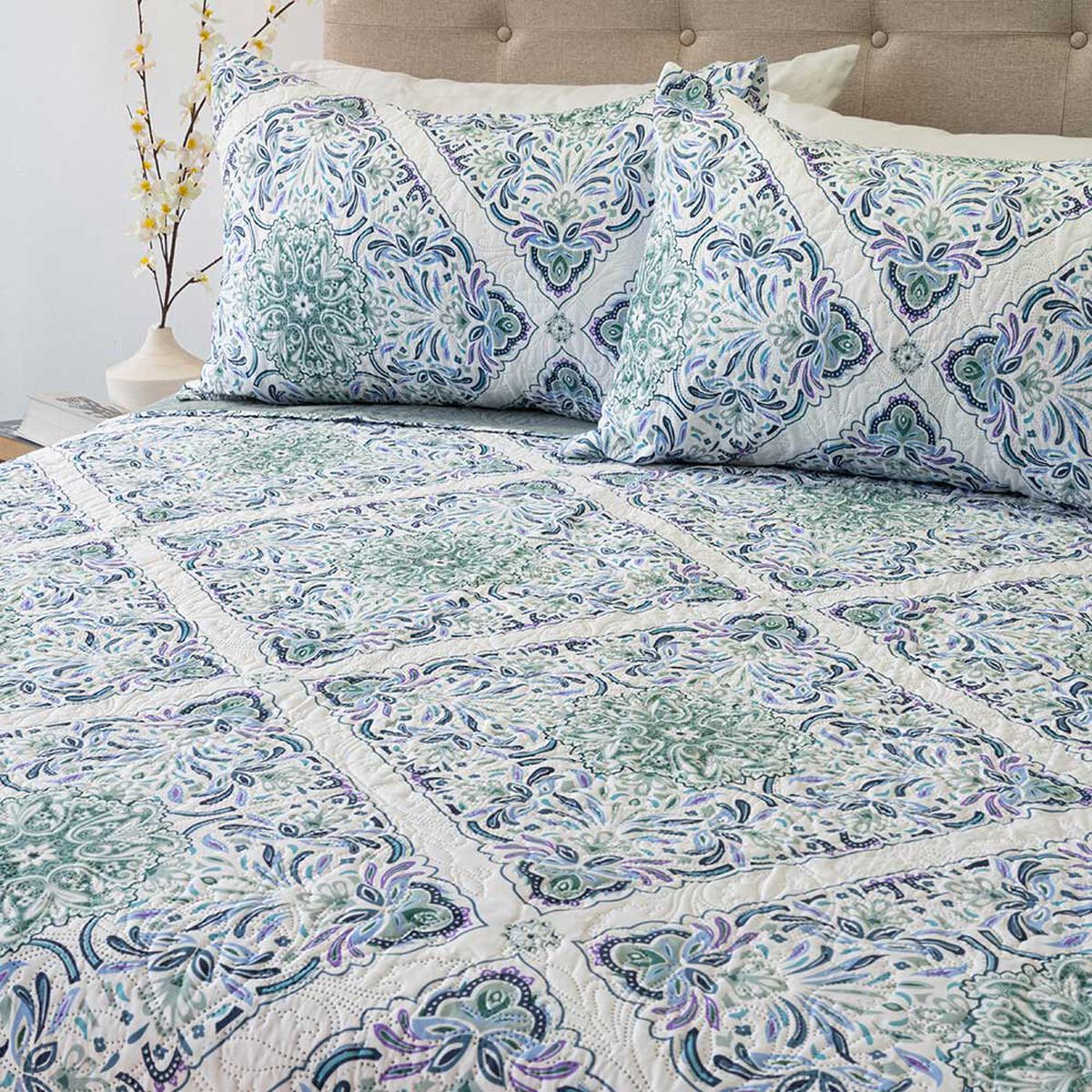 Quilt Doral 2 Plazas Hotpress Origins D15 Estampado