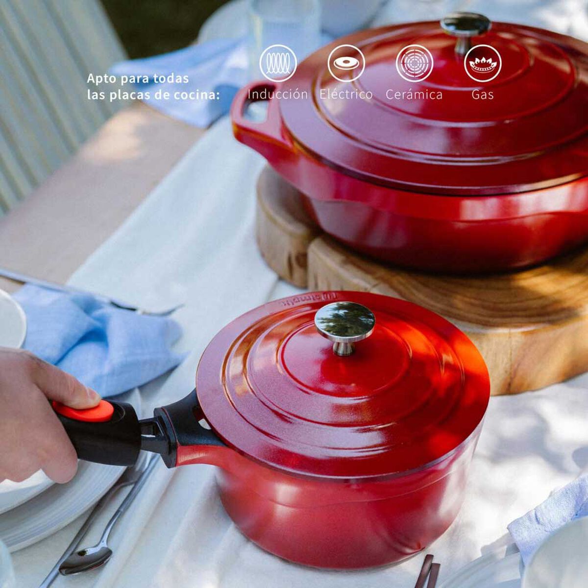 Olla Salsa Antiadherente Aluminio Fundido Simplit Toulouse 18 cm Rojo