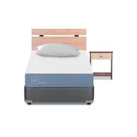 Cama Americana CIC 1,5 Plazas Excellence + Respaldo + 1 Velador Olmo + Almohada