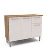 Mueble de Cocina Base Vekkahome Evandro 1 Cajón 3 Puertas Blanco