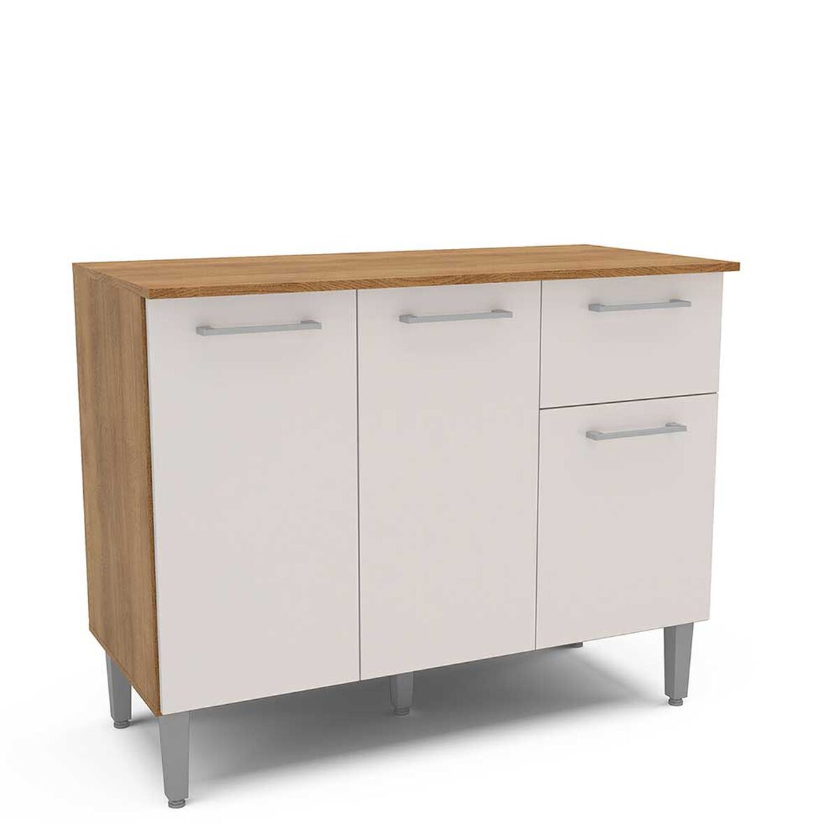 Mueble de Cocina Base Vekkahome Evandro 1 Cajón 3 Puertas Blanco