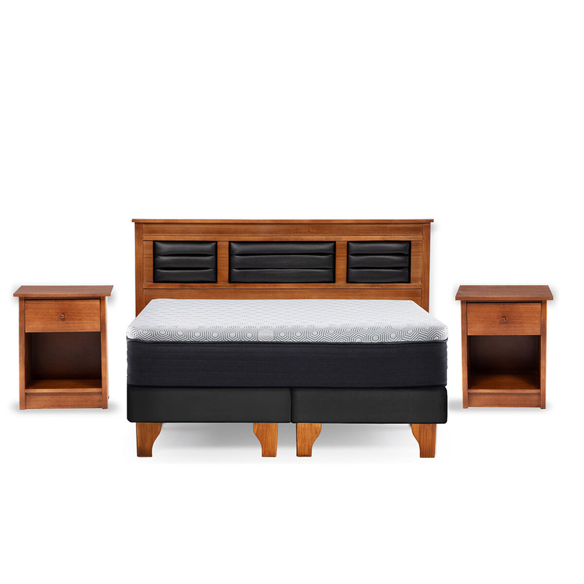 Cama Europea Latam Home 2 Plazas New Top Negro + Maderas Altair
