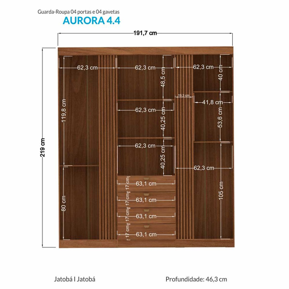 Clóset Onessta Aurora 4 Puertas 4 Cajones Grafito