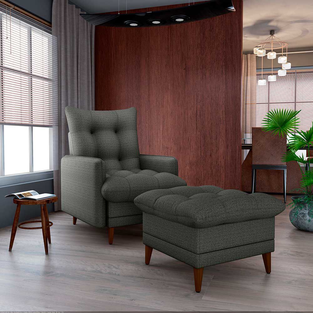 DECOCASA POLTRONA MONTREAL CON PUFF E-484