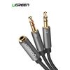 Cable De Audio Splitter H/2M Estereo Jack 3.5Mm/2Plug 3.5Mm 20Cm Negro Trenzado Ugreen Av140