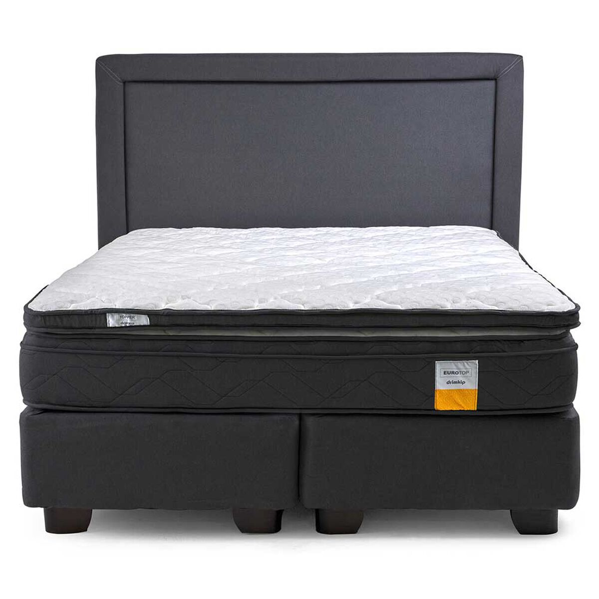 Cama Americana Drimkip Base Dividida Full Eurotop + Respaldo + Topper