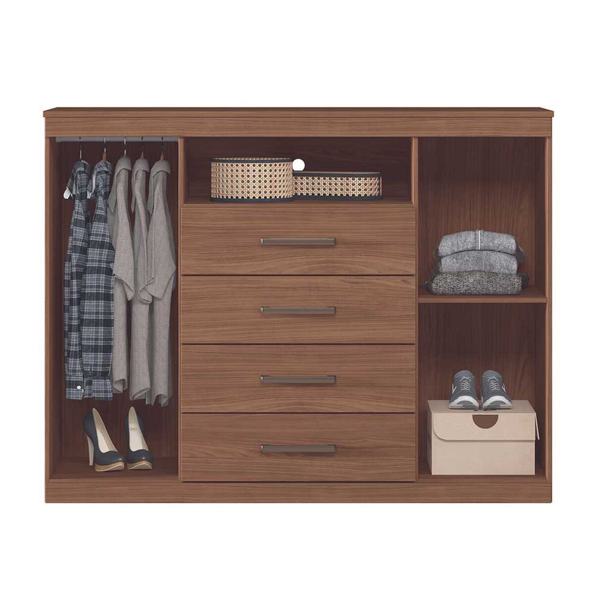 Cómoda Onessta Master 2 Puertas 4 Cajones Jatoba
