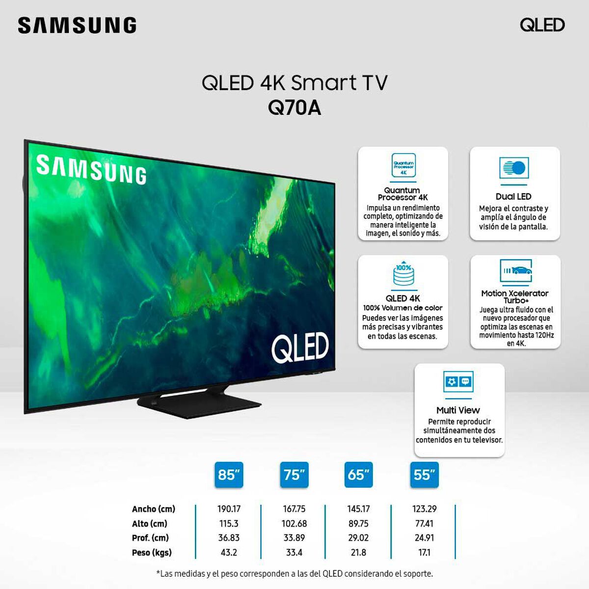 QLED 65” Samsung Q70A Smart TV 4K UHD