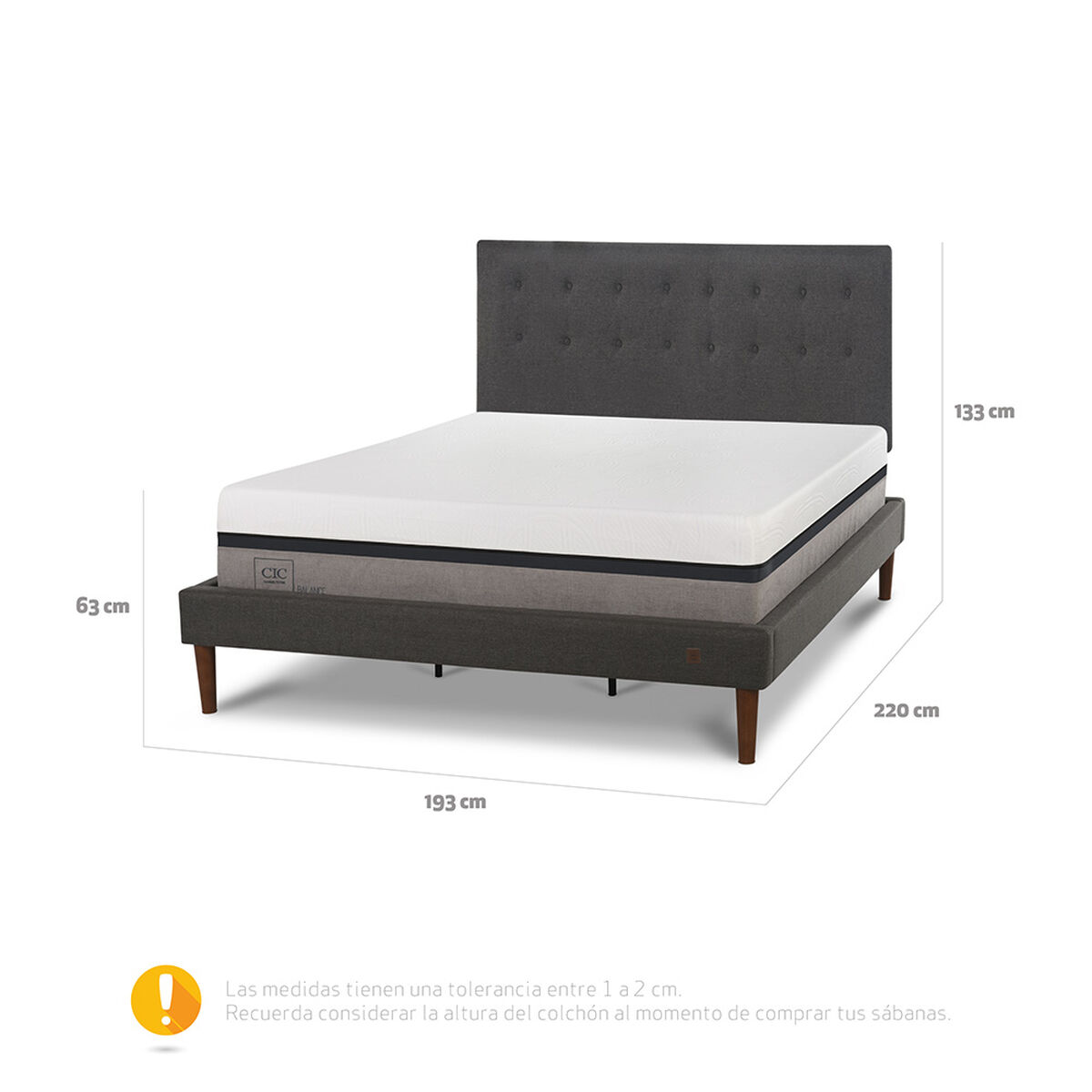 Cama Europea CIC Curve King Balance + Respaldo Eufrates
