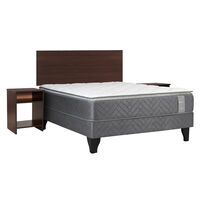 Cama Europea Celta 2 Plazas Carbono + Respaldo + 2 Veladores Castilla