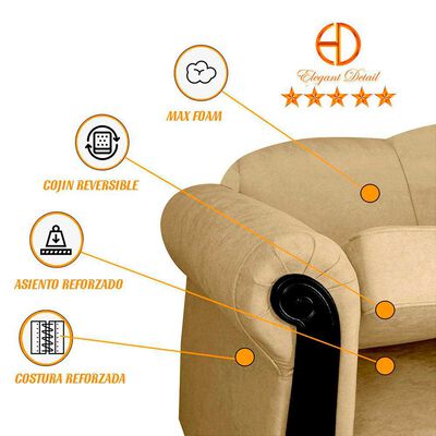 Imagen 2 del producto Juego de Living Elegant Michigan + Sitiales Tela 5 Cuerpos Beige