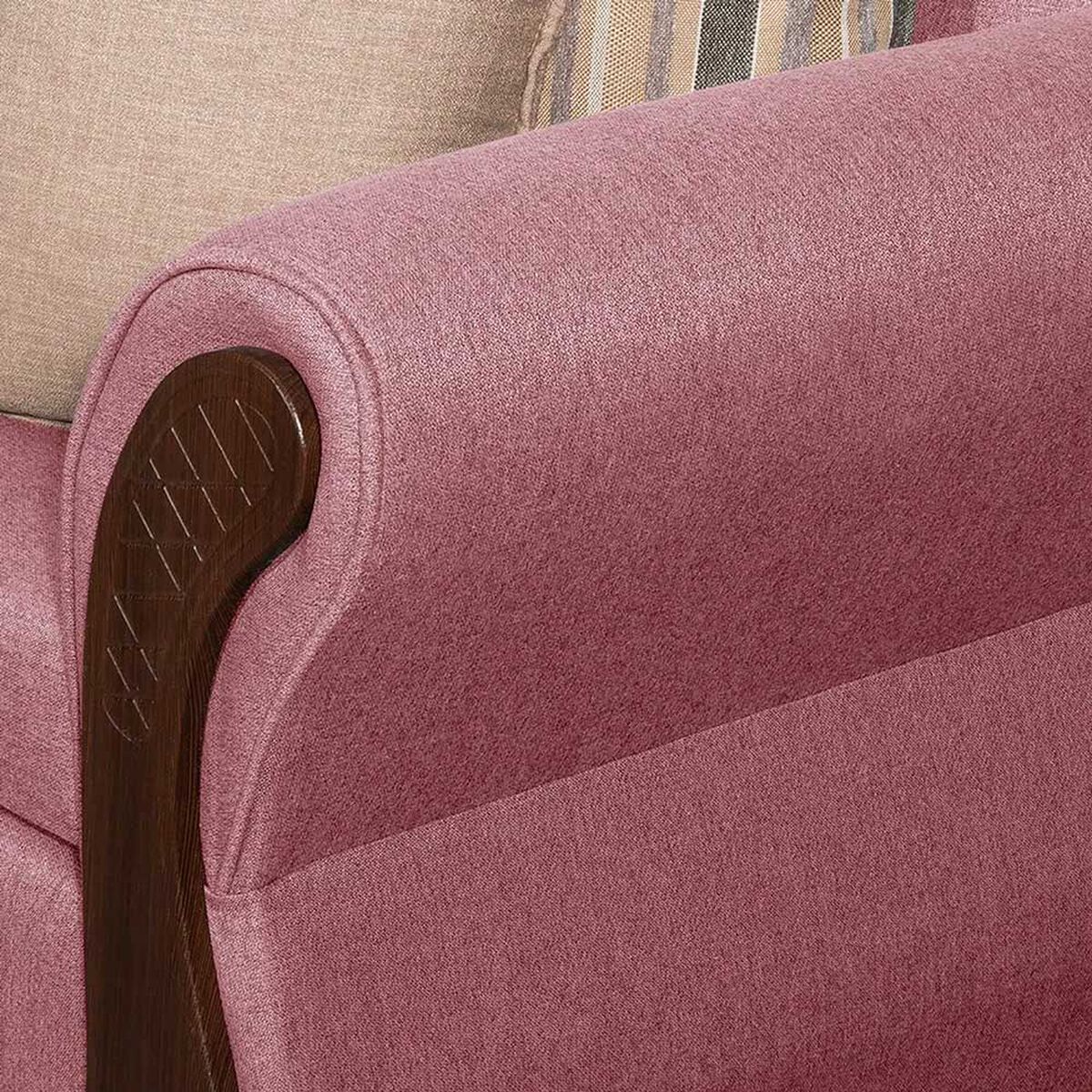 Juego de Living Ruzam Mobel Marsella Sof&aacute; 3 Cuerpos + Dos Sillones 1 Cuerpo Lino Palo Rosa