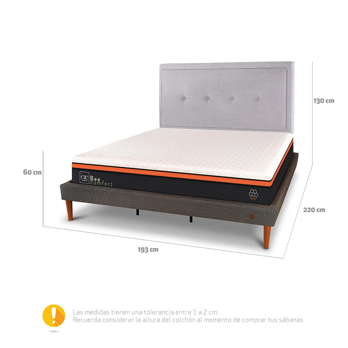 Cama Europea Curve CIC King Bee Comfort + Respaldo