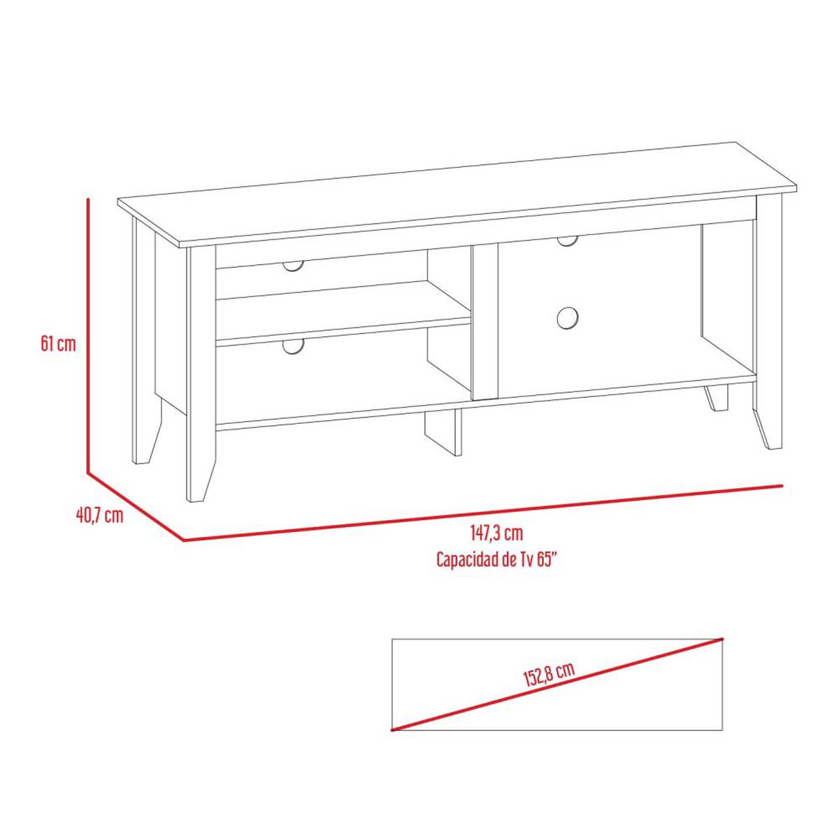 Rack TuHome Essential Hasta 65" Wengue
