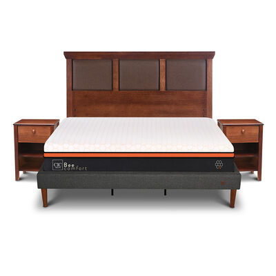 CIC Cama Europea Curve CIC King Bee Comfort + Respaldo + 2 Veladores