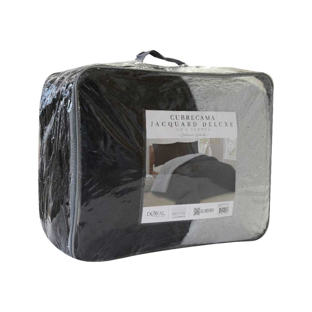 Cubrecama Doral 2 Plazas Jacquard Liso Negro