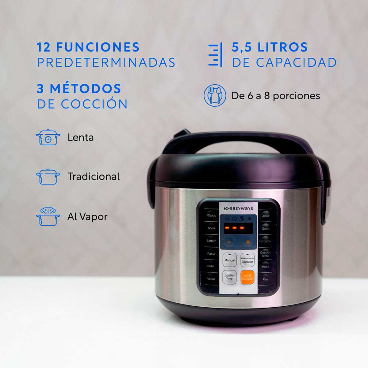 Olla de Cocción Easyways MultiCooker Pro 5,5 lts.