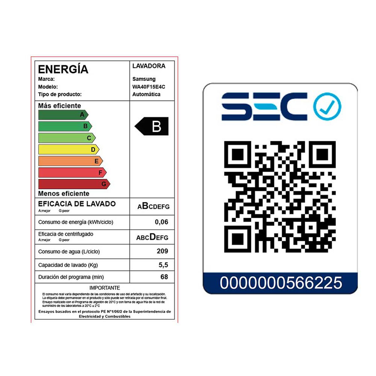 Lavadora Samsung WA40F15E4CZS 15 kg