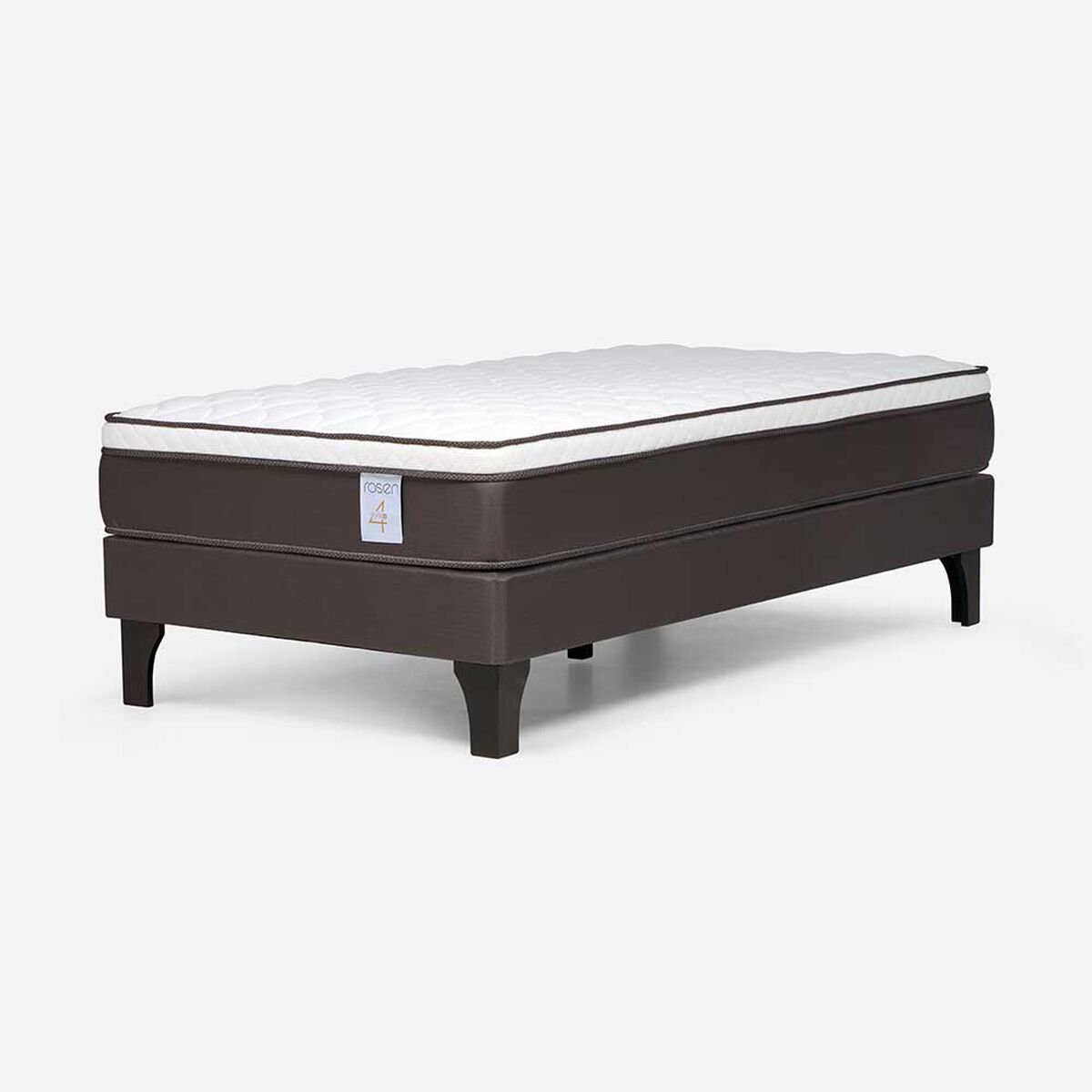 Cama Europea Rosen 1 Plaza New Style 4 + Respaldo Caf&eacute;