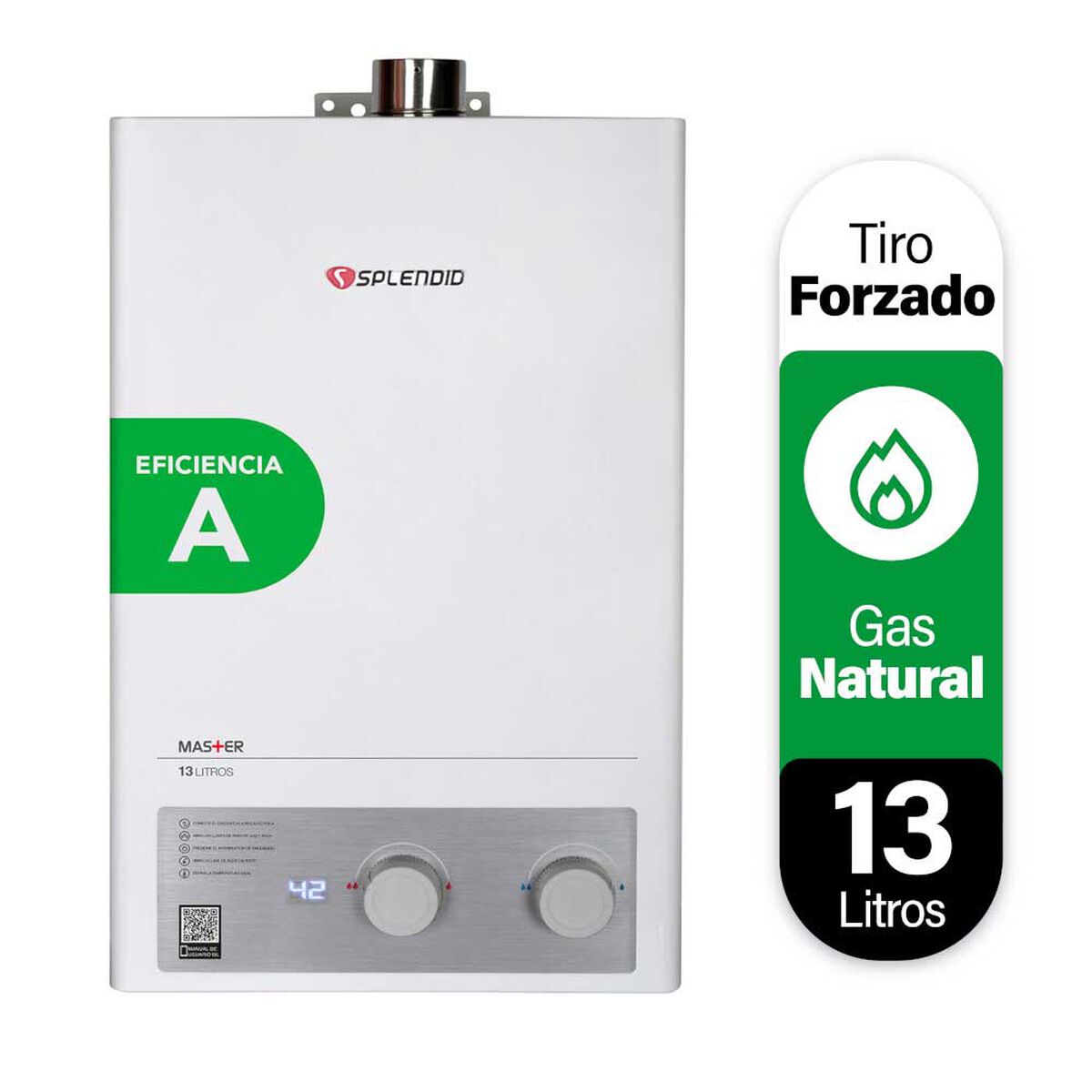 Calefont 13 litros Gas natural Tiro forzado Splendid