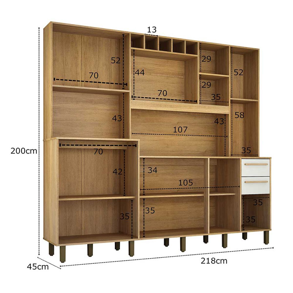 Mueble de Cocina Vekkahome Petra 2 Cajones 11 Puertas Beige