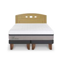 Cama Europea CIC Base Dividida 2 Plazas Balance + Respaldo Gales Mostaza