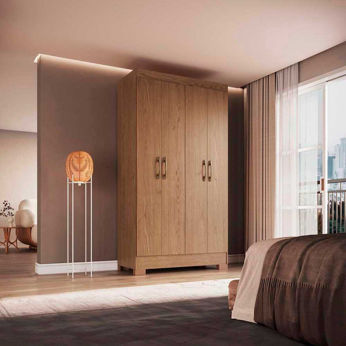 Cl&oacute;set Vekkahome Roma 4 Puertas 1 Caj&oacute;n Caf&eacute;