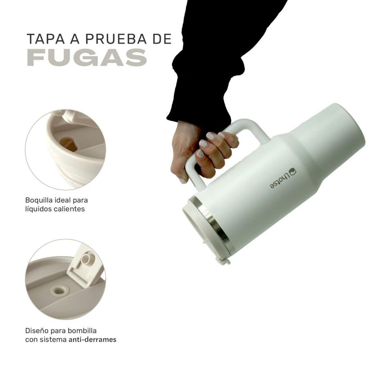 Vaso T&eacute;rmico Tumbler Lhotse Acero Inoxidable con Tapa 1180ml Crema