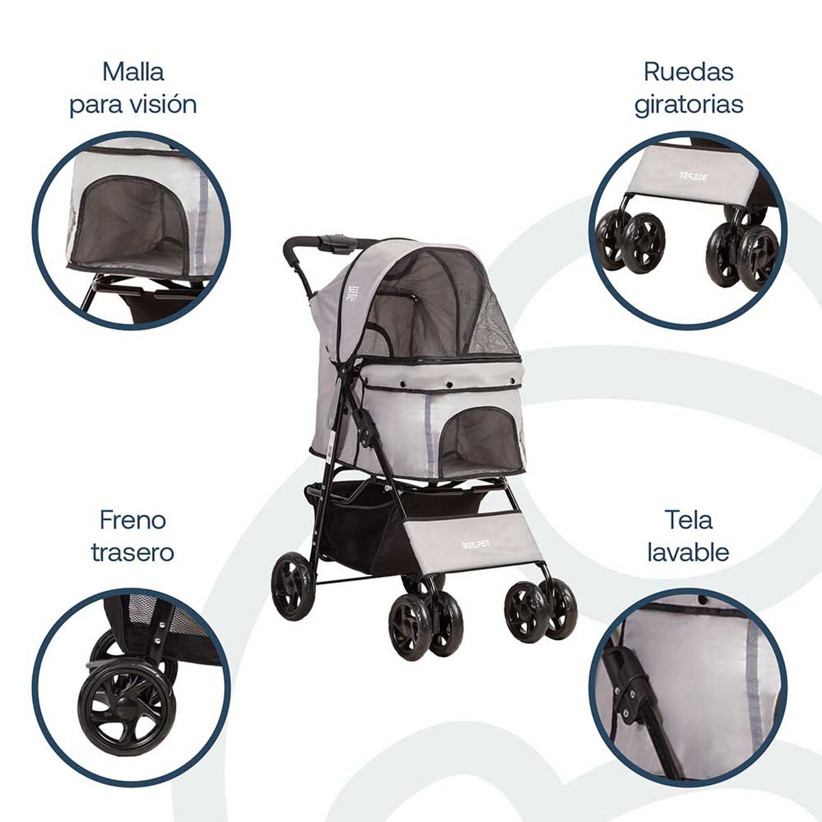 Coche Mascota Gris BP01 Bebesit