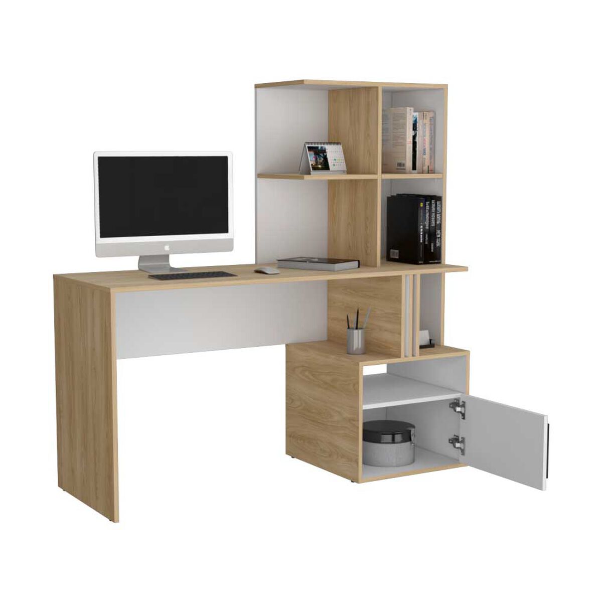 Escritorio TuHome Vance 1 Puerta Blanco Fresno Europeo