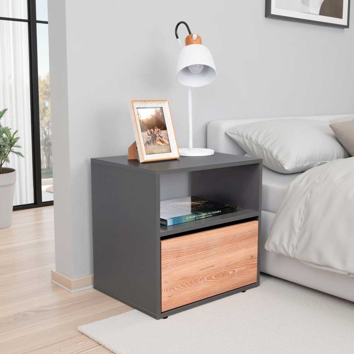 Velador Tuhome Galanto 1 Puerta Plomo y Lenno