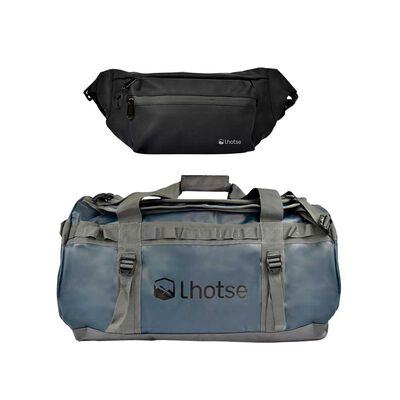 Pack Bolso Duffel 70 Lts Azul + Banano Impermeable Lhotse