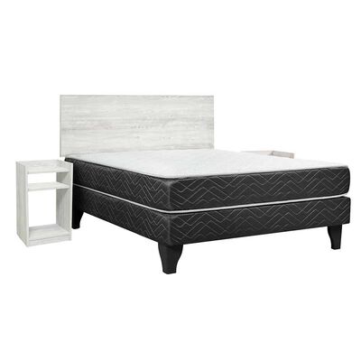 Imagen 1 del producto Cama Europea Celta 2 Plazas Alba White + Respaldo + 2 Veladores