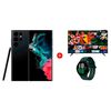 Combo Celular Samsung Galaxy S22 Ultra 128GB 6,8" Phantom Black Liberado + LED 55" UN55AU7090 Smart TV 4K Ultra HD 2022 + Smartwatch Galaxy Watch4 44mm Green
