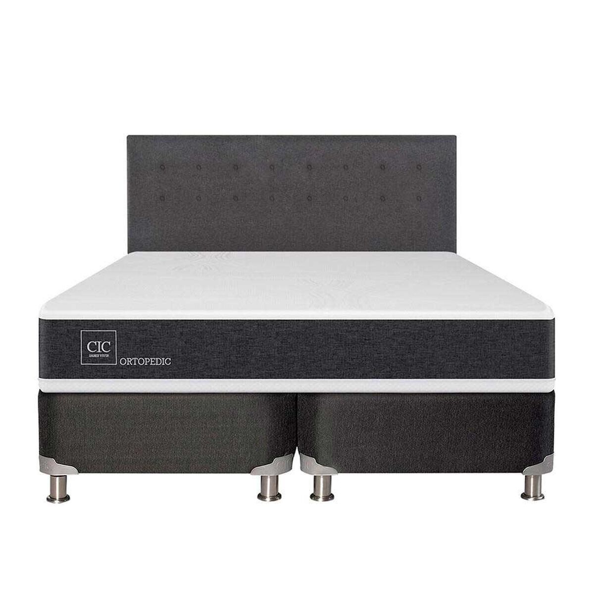 Box Spring CIC Base Dividida King New Ortopedic + Respaldo Eufrates