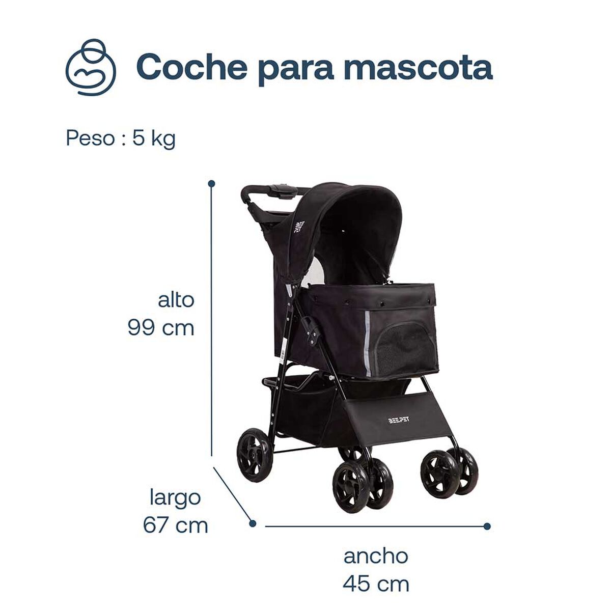Coche Mascota Negro Bebesit