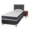 Box Spring CIC 1,5 Plazas New Ortopedic + Respaldo + Velador Eufrates + Almohada