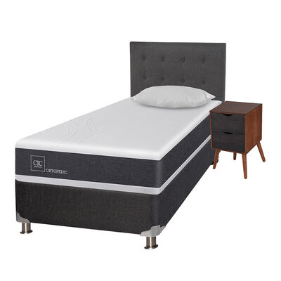 Imagen 2 del producto Box Spring CIC 1,5 Plazas New Ortopedic + Respaldo + Velador Eufrates + Almohada