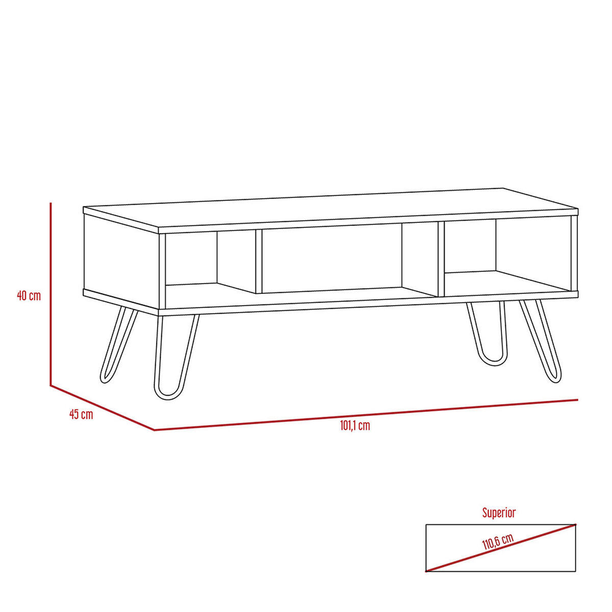 Combo Mesa de Centro + Rack + Bar  TuHome Vassel