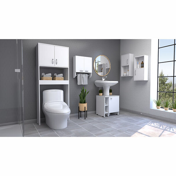 Combo Gabinete + Mueble Lavamanos + Optimizador Baño + Mueble Auxiliar  TuHome Big Bath