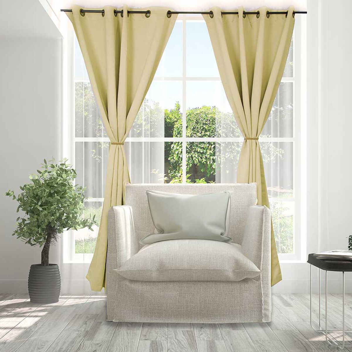 Cortina Blackout Tejido Doral Victoria 220 x 140 cm 8 Piezas Beige