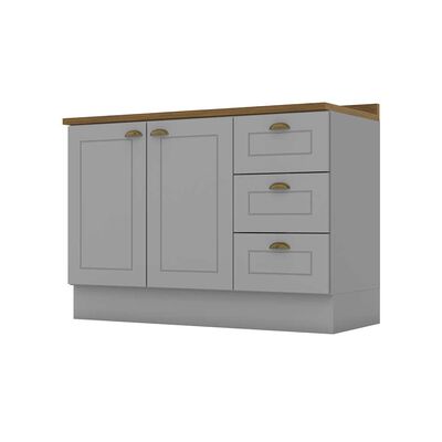 Mueble de Cocina Home Mobili Americana 3 Cajones 2 Puertas Gris
