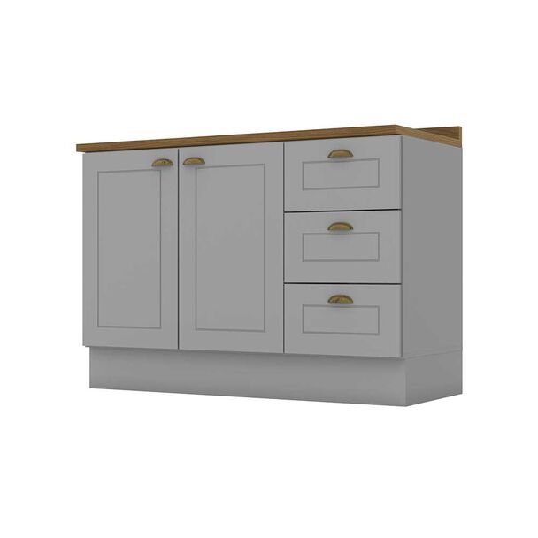 Mueble de Cocina Home Mobili Americana 3 Cajones 2 Puertas Gris