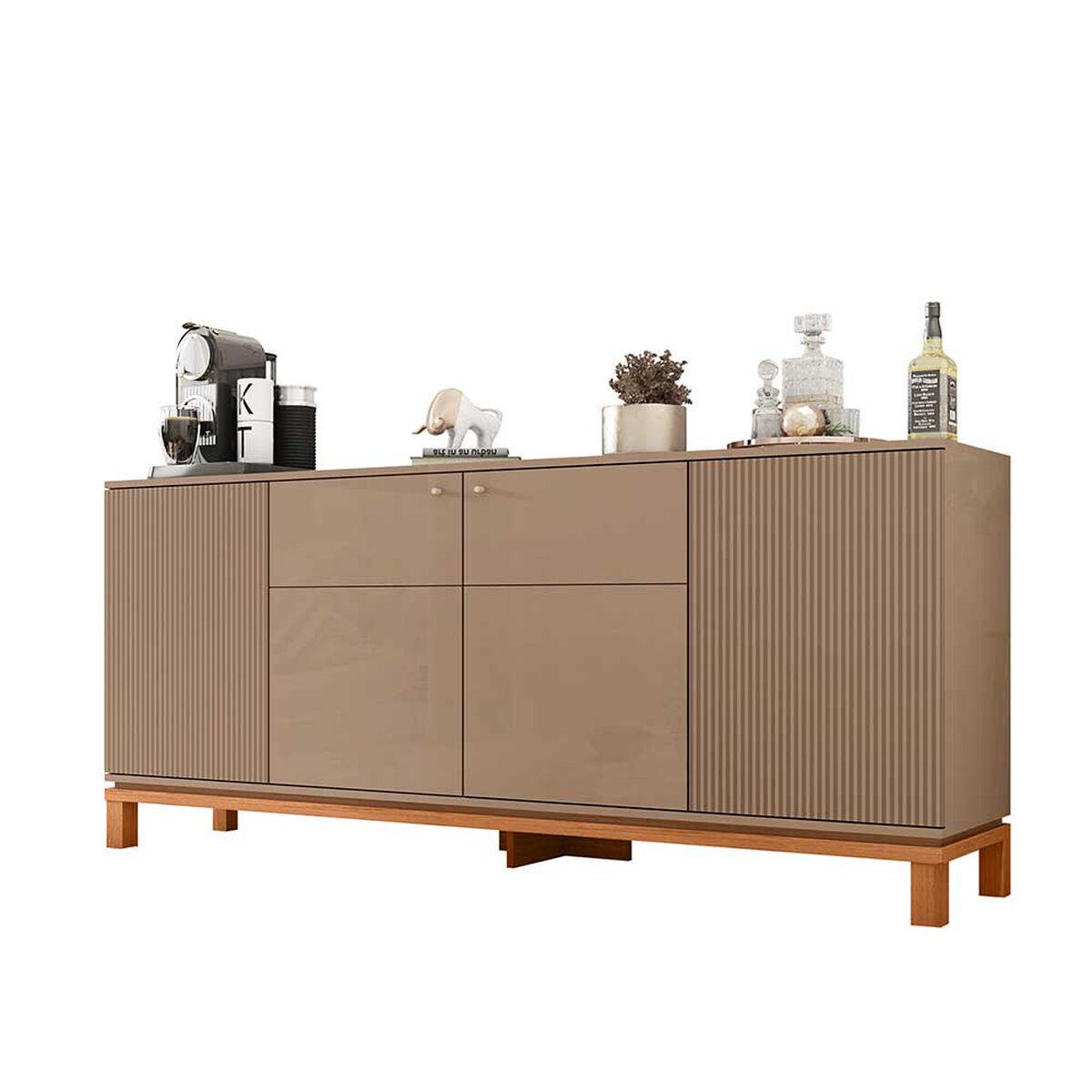 Panel TV 65" + Rack TV 80" + Vitrina + Buffet Decocasa Mondrian Gris