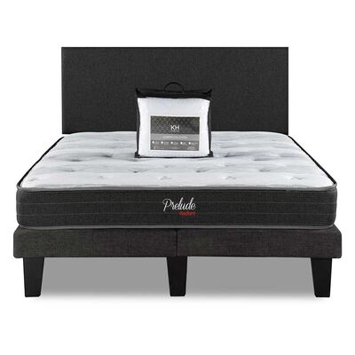 Combo Cama Europea Prelude Radiant 2 Plazas Normal + Respaldo Praga Marengo + Cubre Colchón